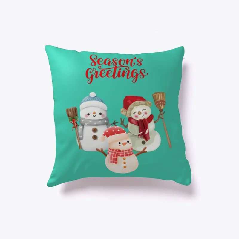 Seasons Greetings Snowmen Pillow