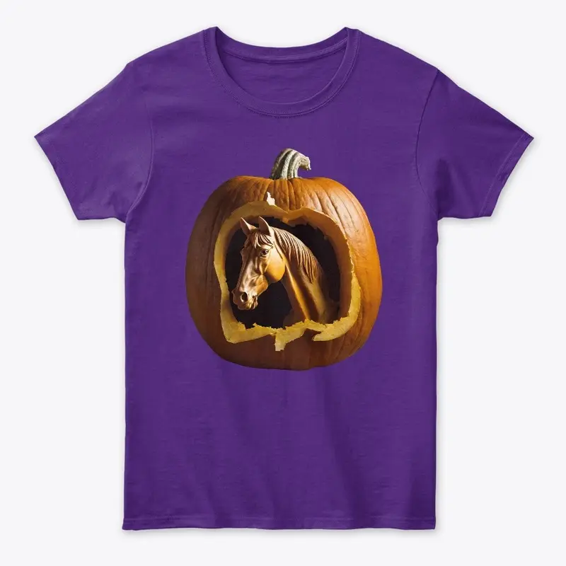 Fall Carved Pumpkin with Horse Head