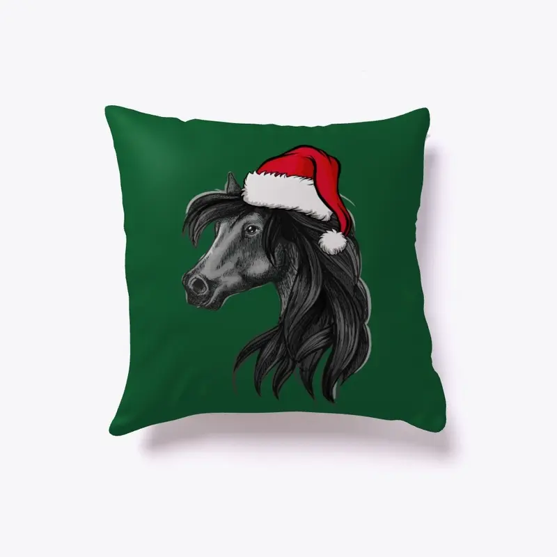 Christmas Horse Head with Santa Hat