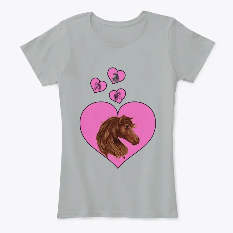 Pink Heart & Horse Comfort Tee