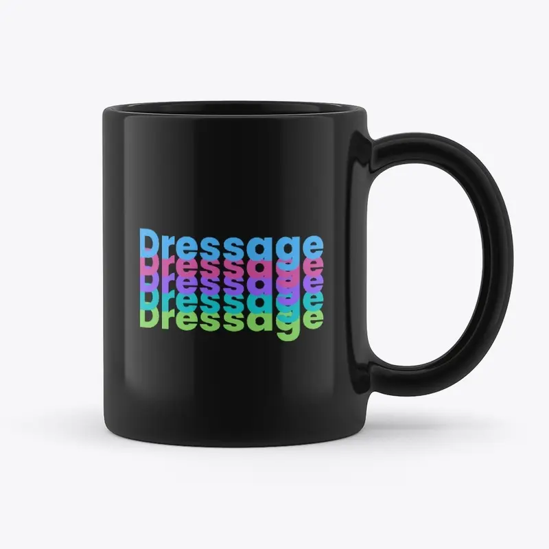 Dressage Typography Black Mug