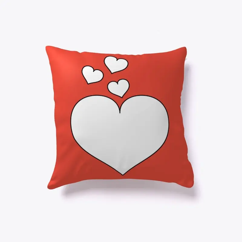 Red with White Heart Pillow