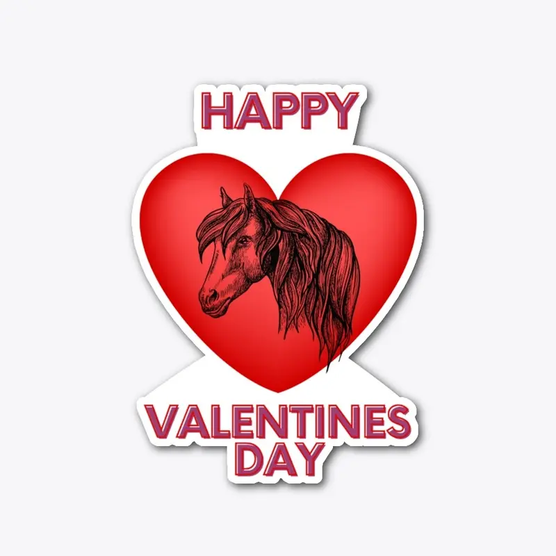 Valentines Day Horse and Heart Sticker