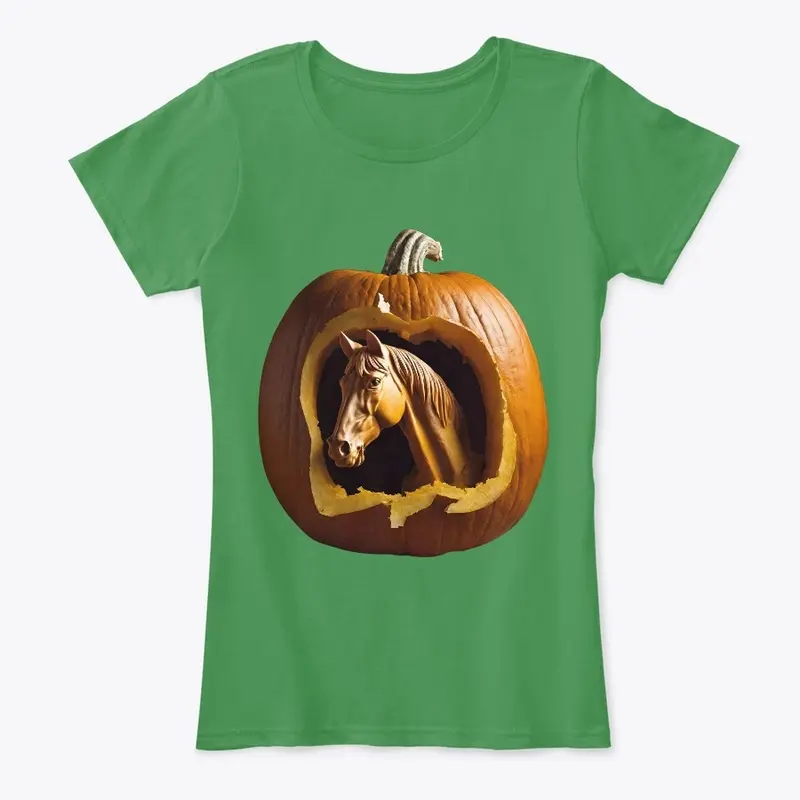 Fall Carved Pumpkin with Horse Head