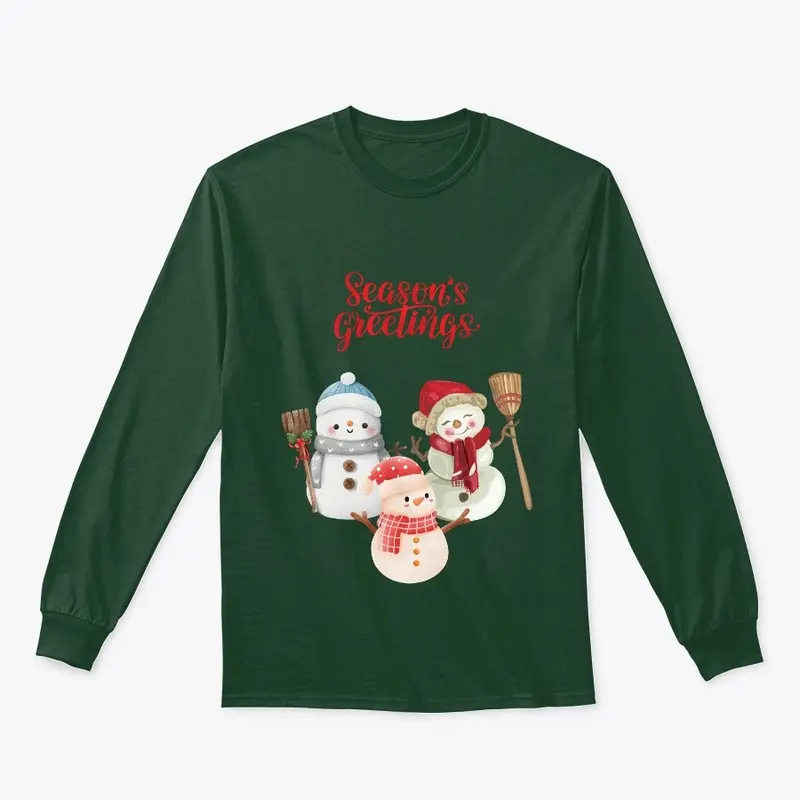 Seasons Greeting Snowmen Long Sleeve Tee