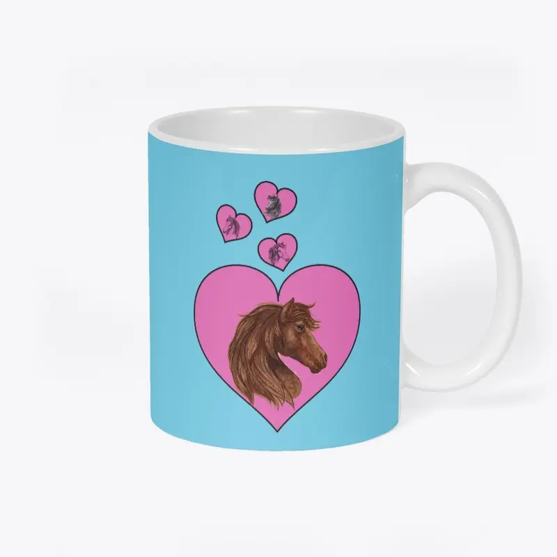 Pink Heart and  Horse Mug