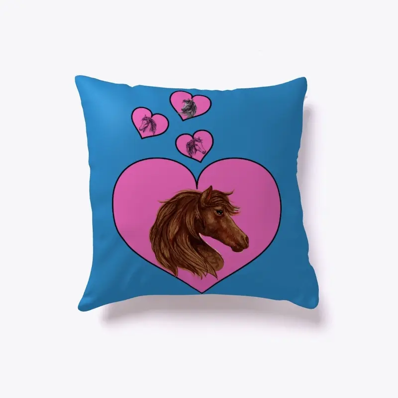 Pink Heart and Horse Pillow