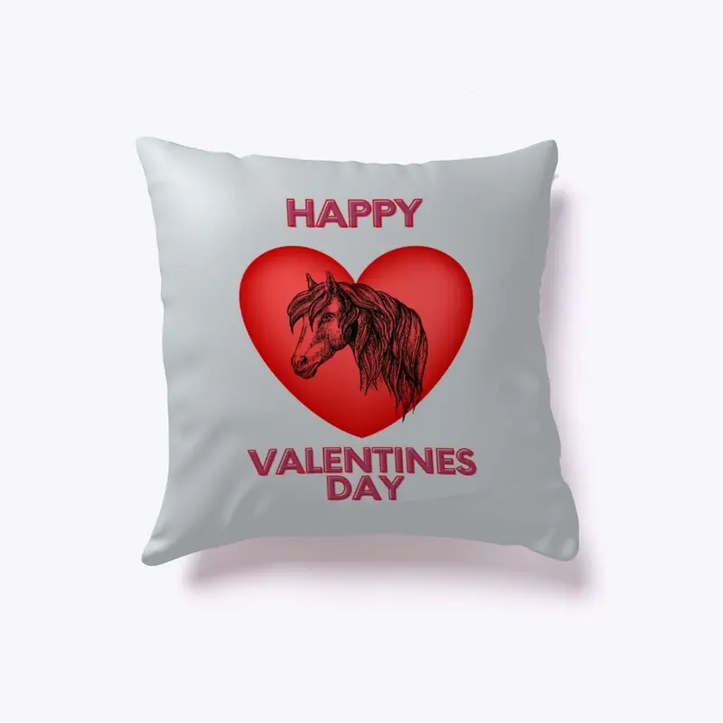 Happy Valentine's Horse and Heart Pillow