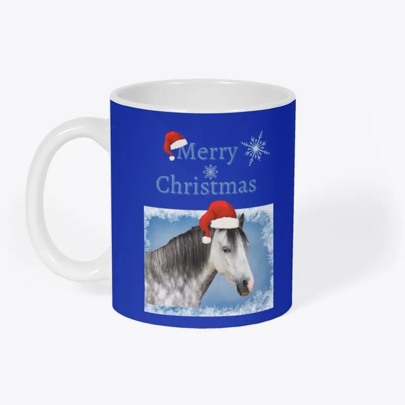 Merry Christmas Horse w/Santa Hat Mug